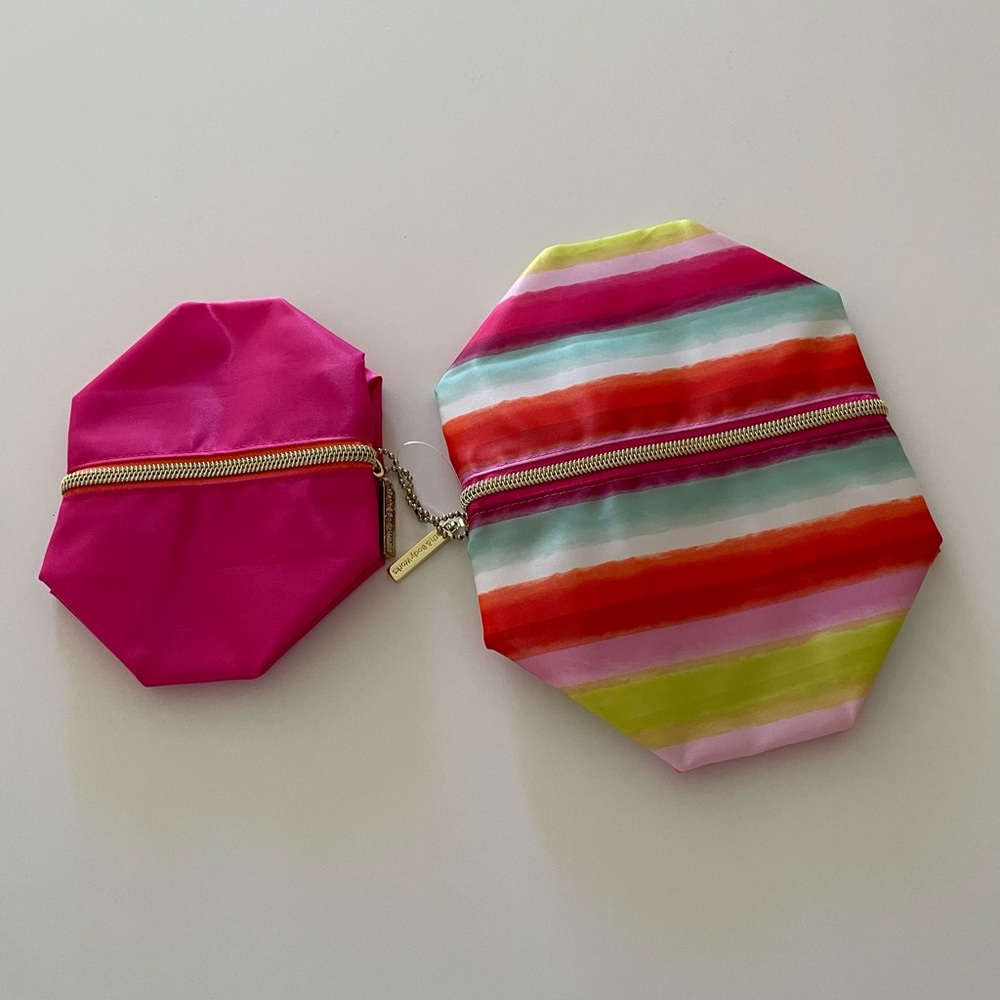 Bath and Body Works Colorful Striped and Pink Travel Toiletry Bags
